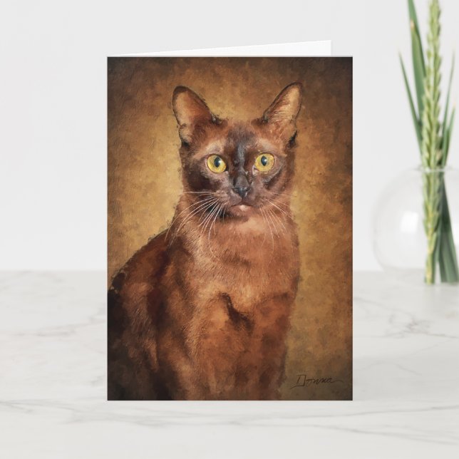 Brown Burmese Cat Card (Front)