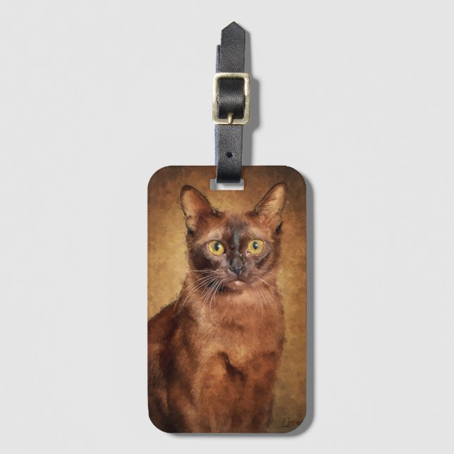 Brown Burmese Cat Luggage Tag (Front Vertical)