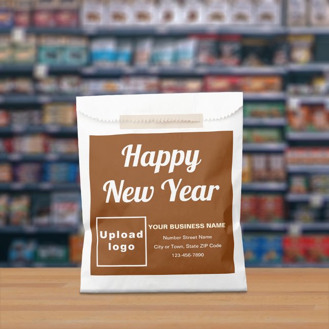 Brown Business Brand, New Year Paper Bag (Brown business brand with New Year greeting on paper bag)