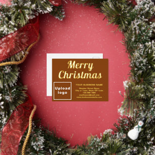 Brown Business Brand on Christmas Foil Holiday Postcard