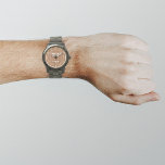 Brown Business Brand on Men's Watch<br><div class="desc">Your business logo on brown background on men's watch. Accessory that you can include in your promotional products, giveaway items or gifts to your customers or clients to advertise your business or to promote your brand. Customisable watch that you can put your business logo to build brand name awareness. Please...</div>