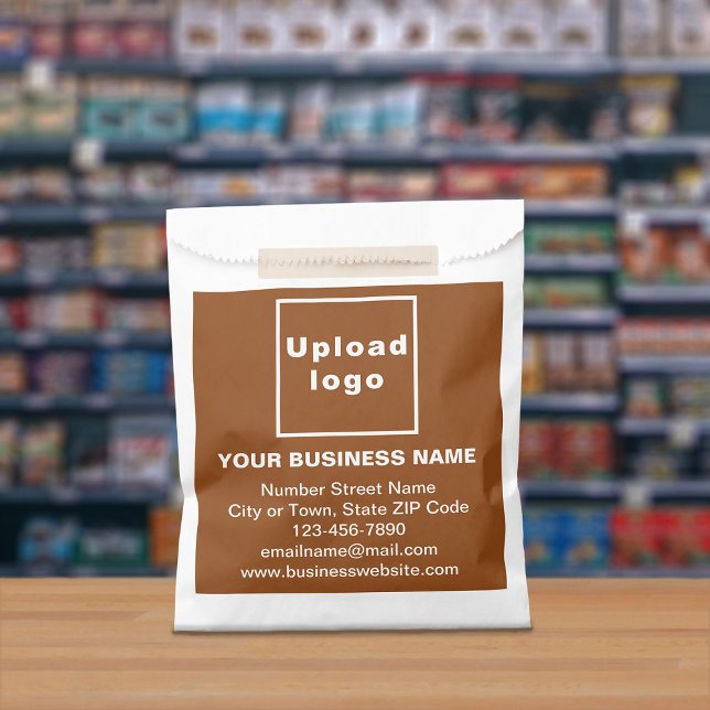 Brown Business Brand on Paper Bag (Paper bag with brown business branding displayed in a store)