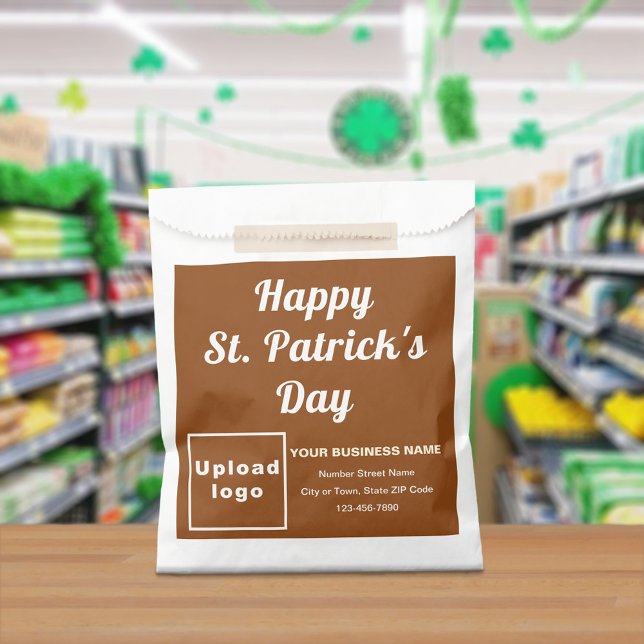 Brown Business Brand, St. Patrick's Day, Paper Bag (Brown business brand with St. Patrick's Day greeting on paper bag)