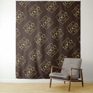 Brown Business Logo Pattern Trade Show Backdrop Tapestry