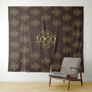 Brown Business Logo Step & Repeat Backdrop Banner Tapestry