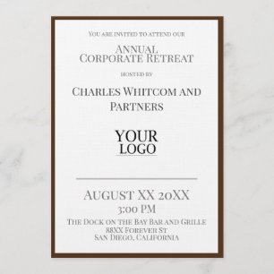 Brown Business or Corporate Event with Custom Logo Invitation