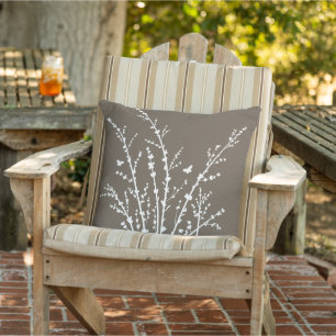 Brown Butterflies Botanical Branches Modern Cushion