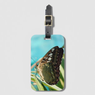 Brown Butterfly Closed Wings Luggage Tag