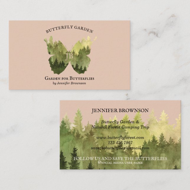Brown Butterfly garden ideas rustic Forest camping Business Card (Front/Back)