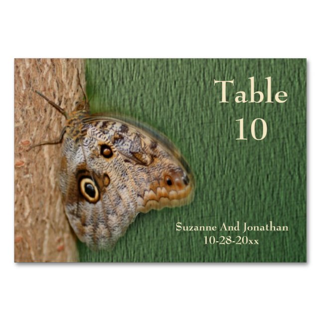 Brown Butterfly Nature Wedding  Table Number (Front)
