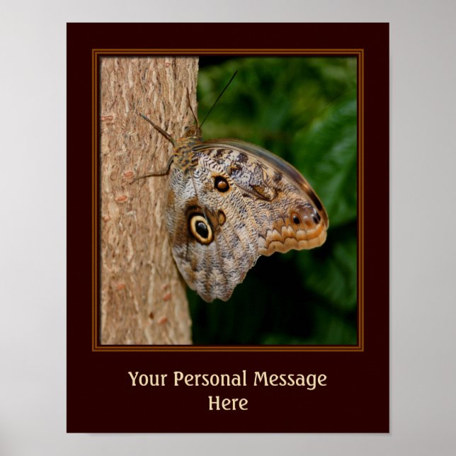 Brown Butterfly On Tree Personalised Poster (Front)