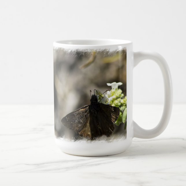 Brown Butterfly On White Coffee Mug (Right)