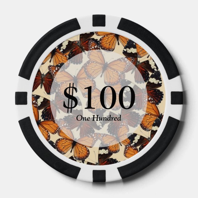 Brown butterfly pattern poker chips (Front)