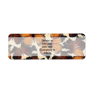 Brown butterfly pattern return address label