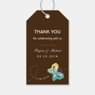 Brown Butterfly Wedding Party Favour Gift Tag