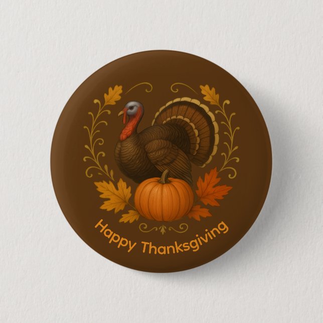 Brown Button - Happy Thanksgiving (Front)