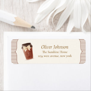 Brown Café Bébé Coffee Baby shower Return Address Label