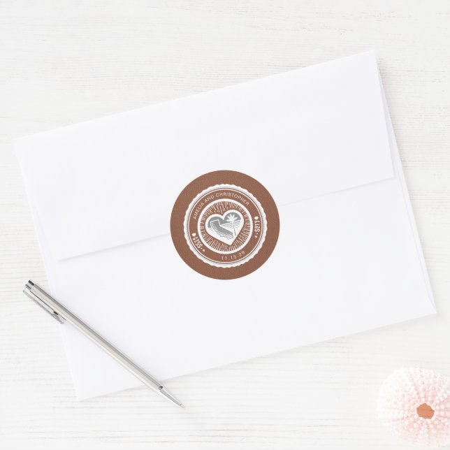 Brown California Passport Classic Round Sticker (Envelope)