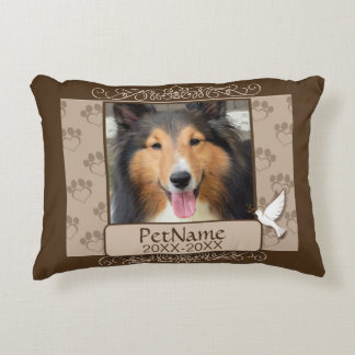 Brown Calligraph Swirls Custom Pet Sympathy Decorative Cushion
