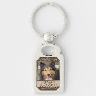 Brown Calligraph Swirls Custom Pet Sympathy Key Ring
