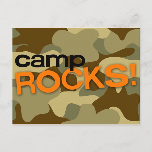 Brown Camo CAMP ROCKS! Postcard (Front)