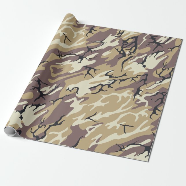 Brown Camo Wrapping Paper (Unrolled)