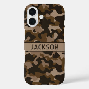 Brown Camouflage Personalised iPhone 16 Case