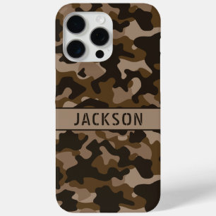 Brown Camouflage Personalised iPhone 15 Pro Max Case