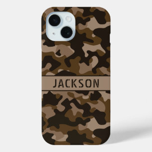 Brown Camouflage Personalised iPhone 15 Case