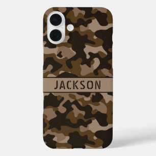 Brown Camouflage Personalized iPhone 16 Plus Case
