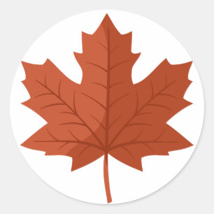 Brown Canadian Maple Tree Leaf Classic Round Sticker