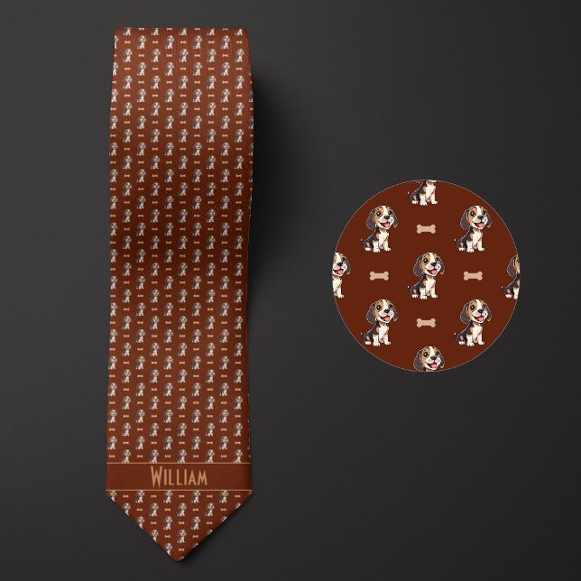 Brown Cartoon Beagle Tie (Creator Uploaded)