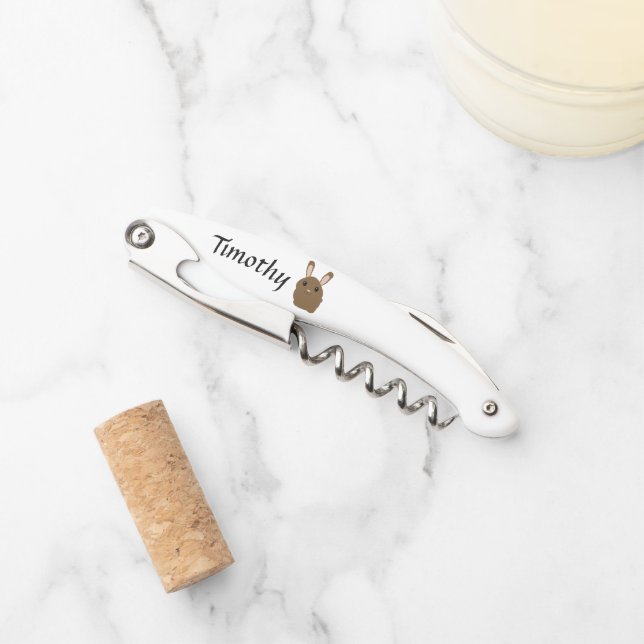 Brown Cartoon Bunny Corkscrew (Front)