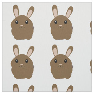 Brown Cartoon Bunny Fabric