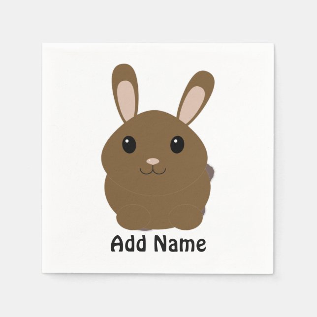 Brown Cartoon Bunny Napkin (Front)
