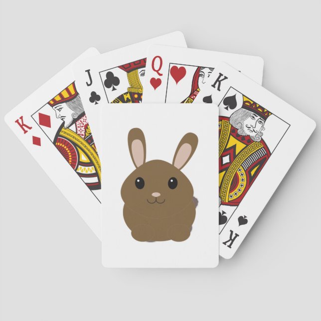 Brown Cartoon Bunny Playing Cards (Back)