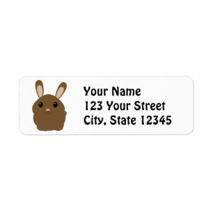 Brown Cartoon Bunny Return Address Label