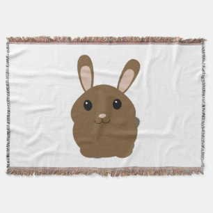 Brown Cartoon Bunny Throw Blanket