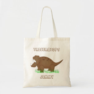 Brown Cartoon Dinosaur Tote Bag