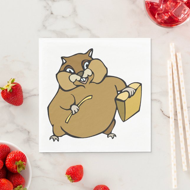 Brown Cartoon Hamster with Cheese Napkin (Creator Uploaded)