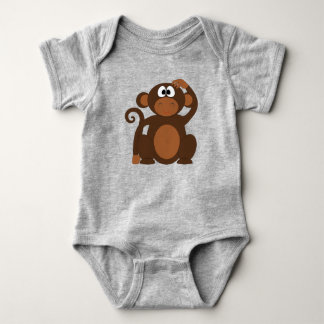 Brown Cartoon Monkey Baby Bodysuit