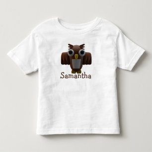 Brown Cartoon Owl & Typography Toddler T-shirt