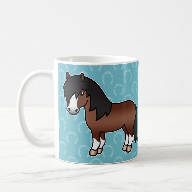 Brown Cartoon Shetland Pony Coffee Mug (Left)