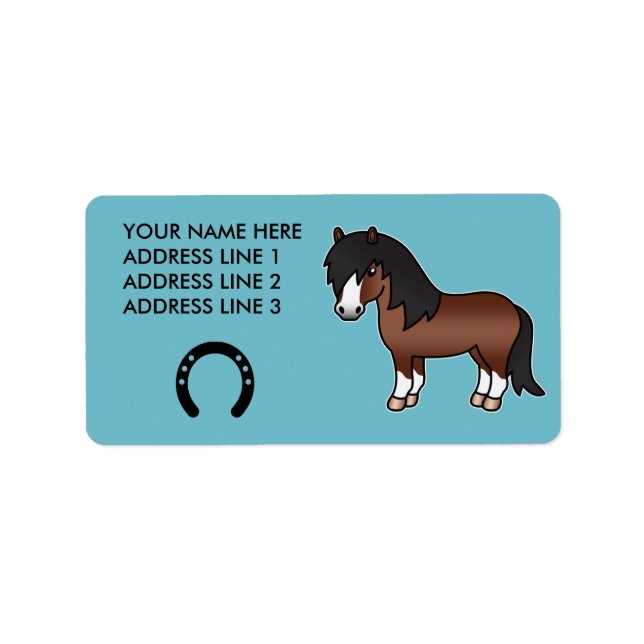 Brown Cartoon Shetland Pony Label (Front)