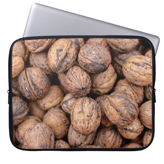 Brown cashew nuts laptop sleeve (Front)