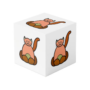Brown cat cartoon cube