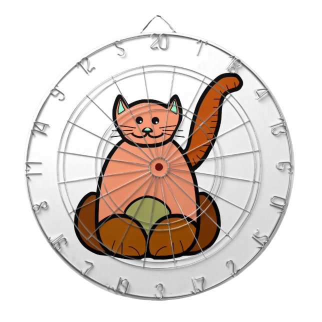 Brown cat cartoon dartboard (Front)