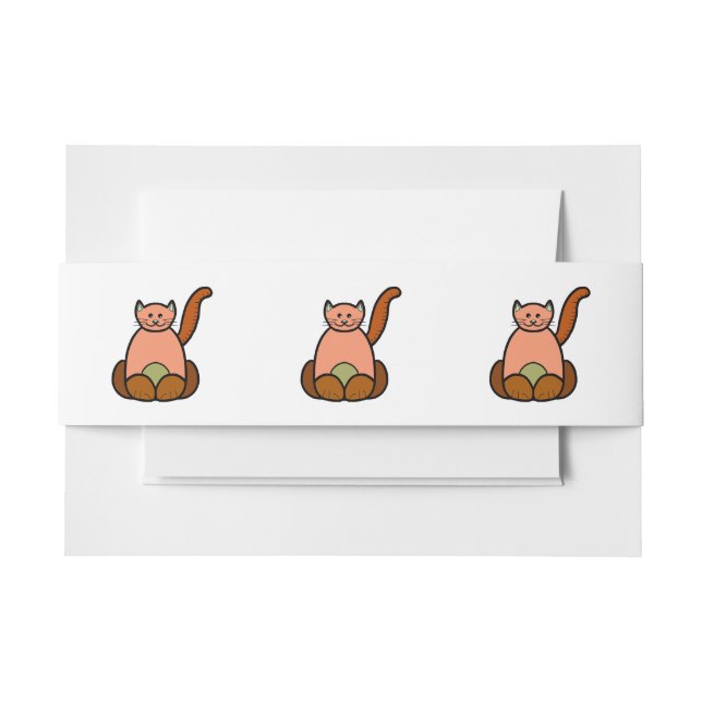 Brown cat cartoon invitation belly band (Front Example)