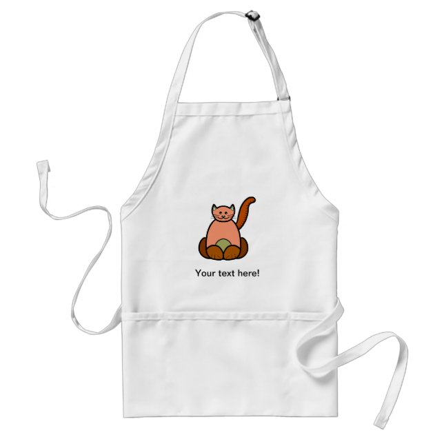 Brown cat cartoon standard apron (Front)