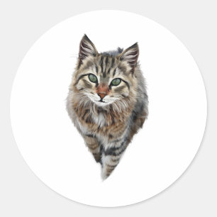 Brown Cat Green Eyes T Shirt Cats Tee Shirt GiftsB Classic Round Sticker